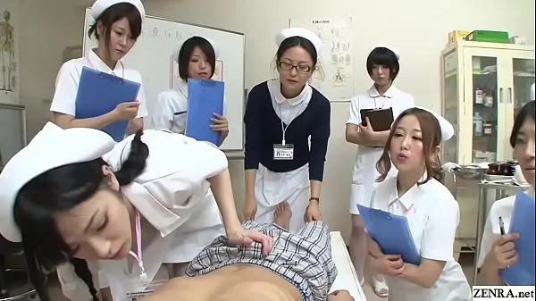 Fresh JAV nurses CFNM handjob blowjob demonstration Subtitled mega Clips