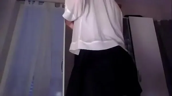 Young amateur cross dresser secretary teasing and masturbating in a sexy skirt and cute blouse back from the office Klip mega baharu