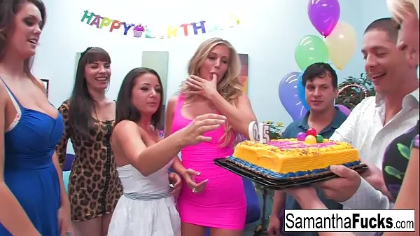 Fresh Samantha celebrates her birthday with a wild crazy orgy mega Clips