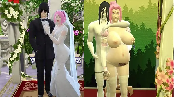 Fresh Sakura's Wedding Part 4 Naruto Hentai Obedient and Domesticated Wife Pregnant from their houses in front of her Cuckold and Sad Husband Netorare mega Clips