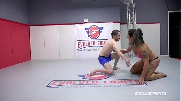 Miss Demeanor dominating in nude wrestling match vs a guy then pegging his ass mercilessly مقاطع ضخمة جديدة