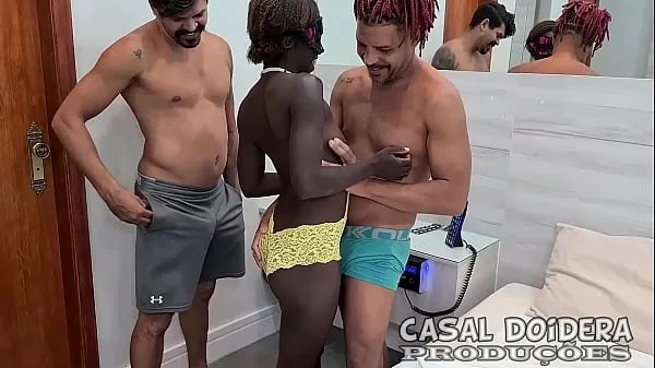 Brazilian petite black girl on her first time on porn end up doing anal sex on this amateur interracial threesome Klip mega baru