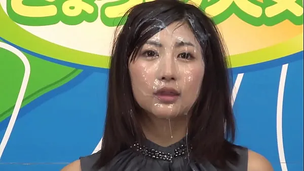 Fresh News Announcer BUKKAKE, Japanese, censored, second girl mega Clips