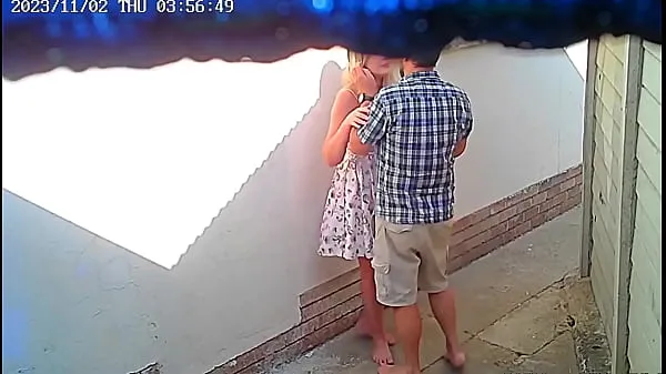 Fresh Cctv camera caught couple fucking outside public restaurant mega Clips