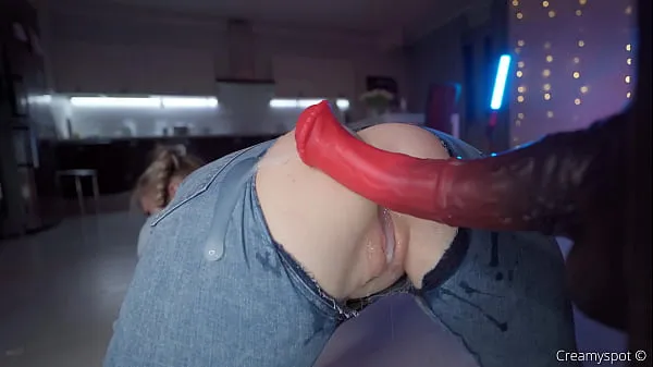 Fresh Big Ass Teen in Ripped Jeans Gets Multiply Loads from Northosaur Dildo mega Clips